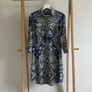 Cabi Watercolor Print Shirt Dress